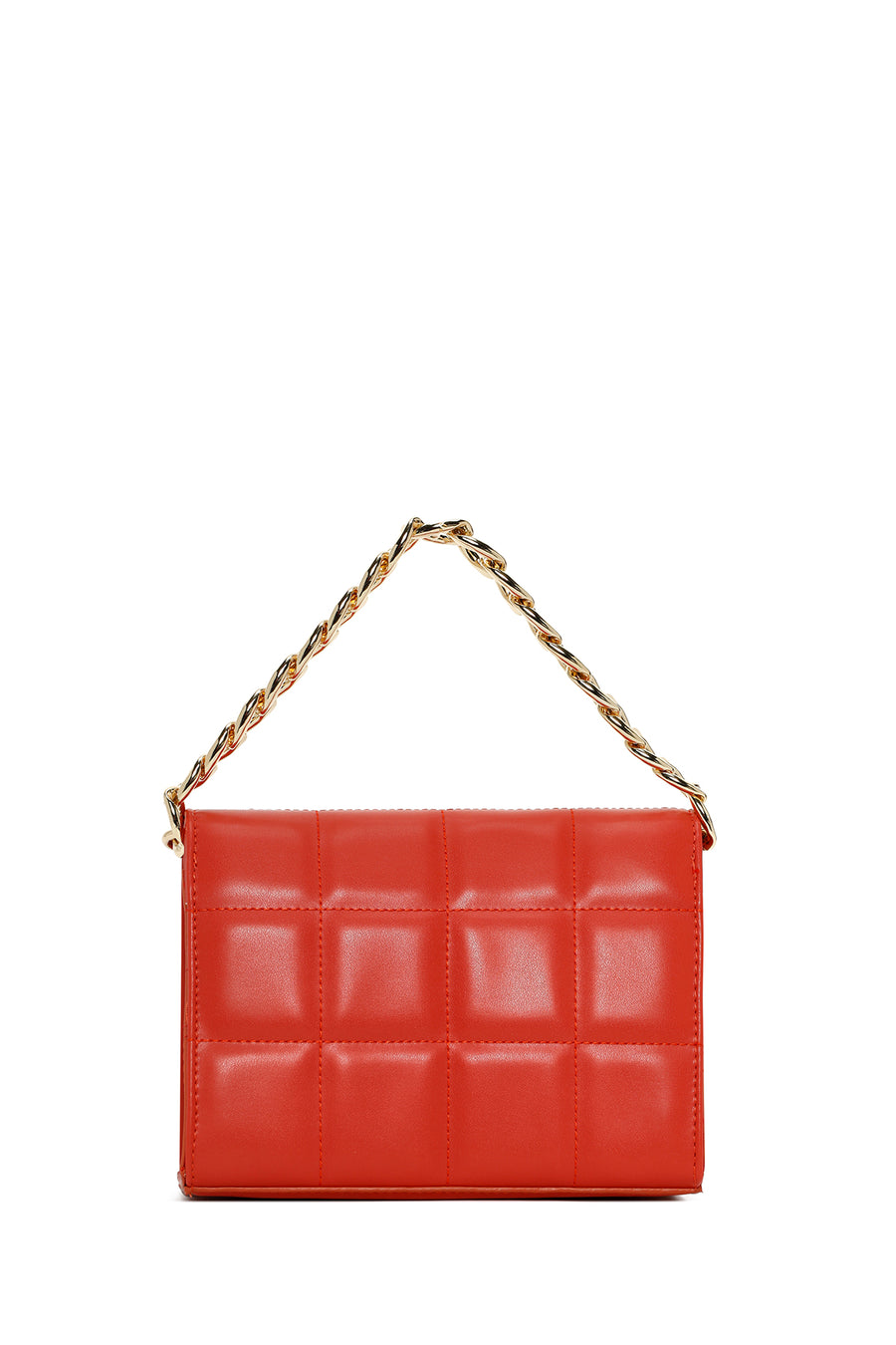 Women's Orange Long Chain Strap Quilted Crossbody Bag