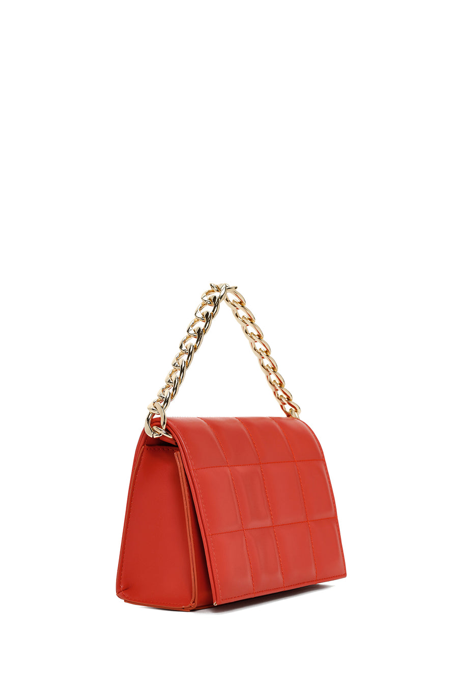 Women's Orange Long Chain Strap Quilted Crossbody Bag