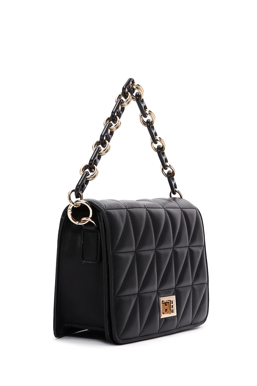 Women's Black Long Strap Quilted Crossbody Bag