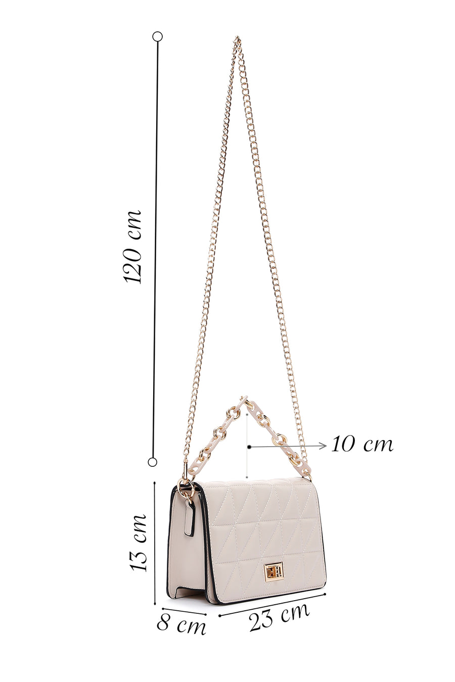 Women's Cream Long Strap Quilted Crossbody Bag