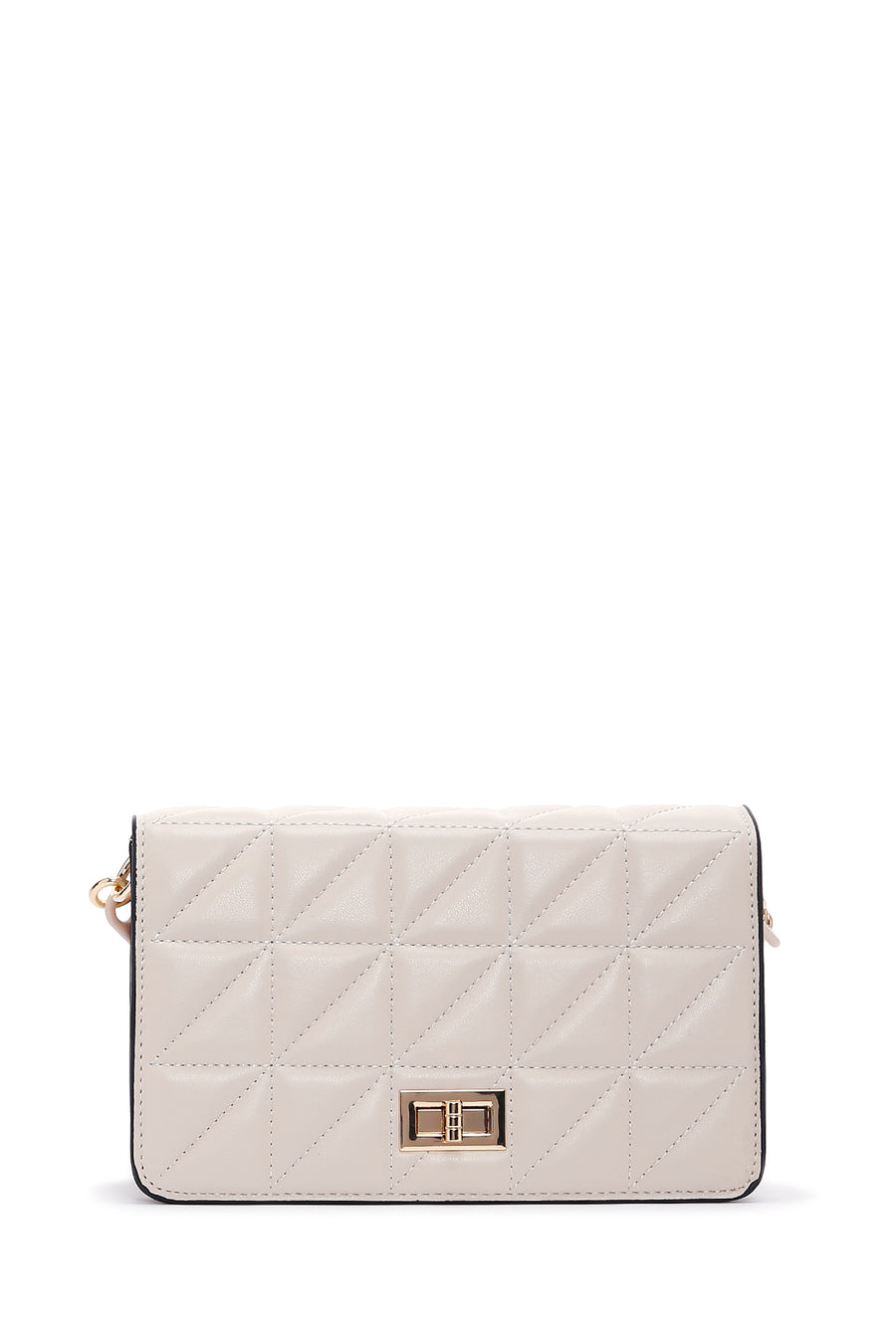 Women's Cream Long Strap Quilted Crossbody Bag