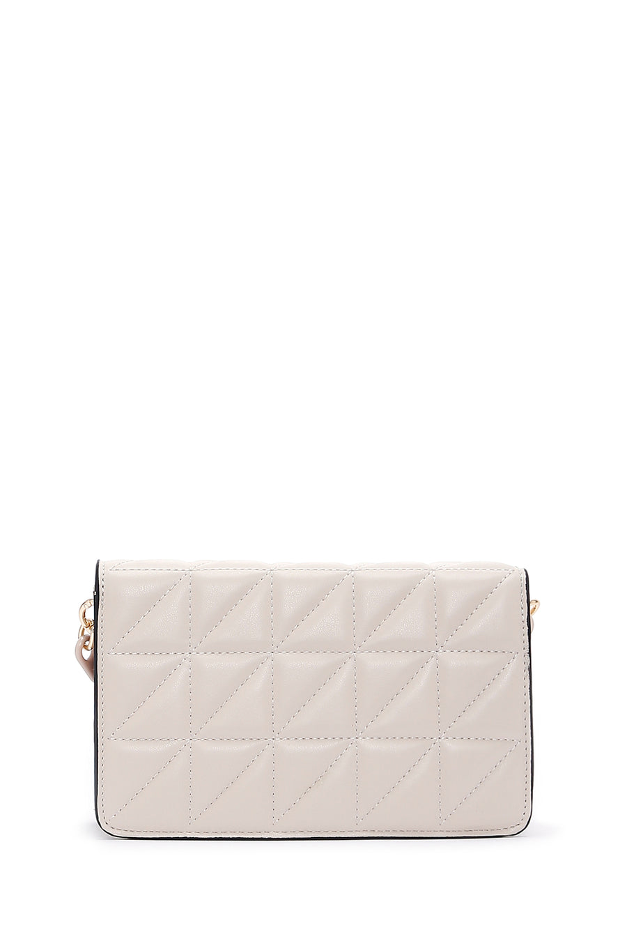 Women's Cream Long Strap Quilted Crossbody Bag