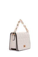 Women's Cream Long Strap Quilted Crossbody Bag | Derimod