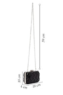 Women's Black Long Chain Strap Knitted Patterned Crossbody Bag | Derimod
