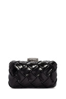 Women's Black Long Chain Strap Knitted Patterned Crossbody Bag | Derimod