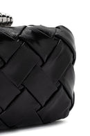 Women's Black Long Chain Strap Knitted Patterned Crossbody Bag | Derimod