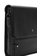Men's Black Knitted Patterned Messenger Bag | Derimod