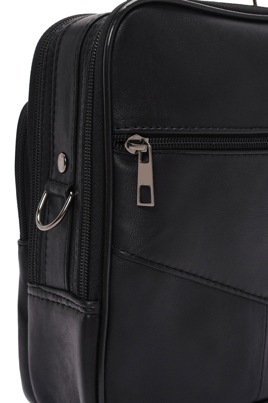 Men's Black Long Strap Leather Handbag