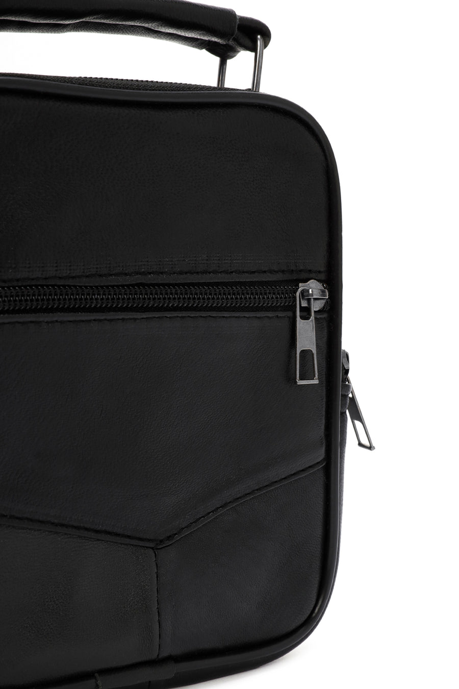 Men's Black Long Strap Leather Handbag