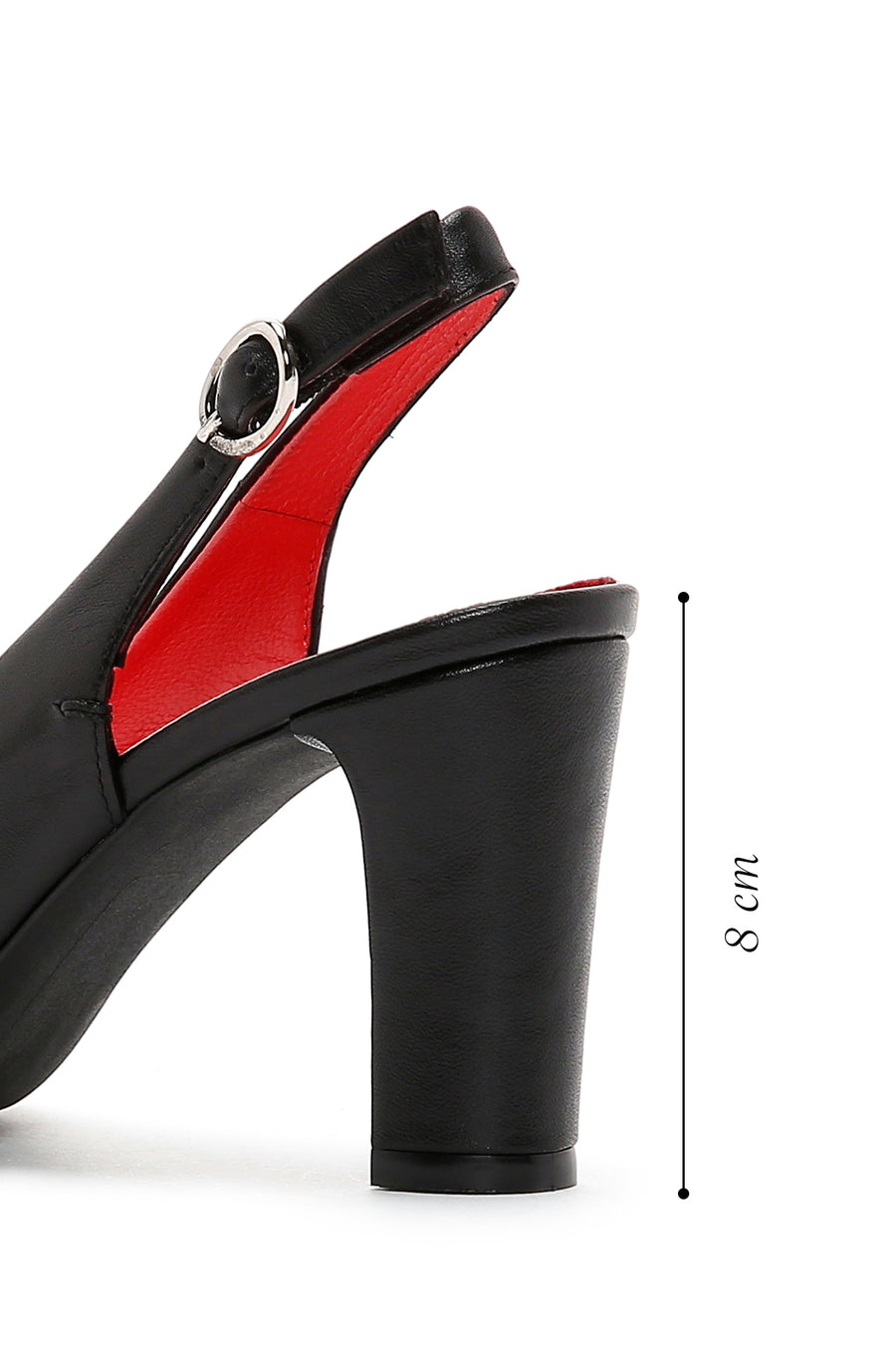 Derimod Gritti Women's Black Open-Back Heeled Leather Shoes