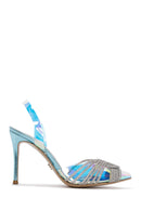 Women's Multicolored Stone Open Back Thin Heeled Leather Shoes | Derimod