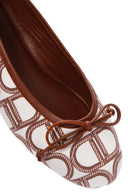 Women's Brown Monogrammed Leather Ballerina Shoes | Derimod