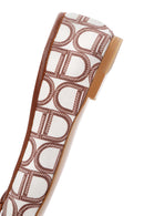 Women's Brown Monogrammed Leather Ballerina Shoes | Derimod