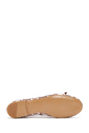 Women's Brown Monogrammed Leather Ballerina Shoes | Derimod