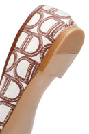 Women's Brown Monogrammed Leather Ballerina Shoes | Derimod