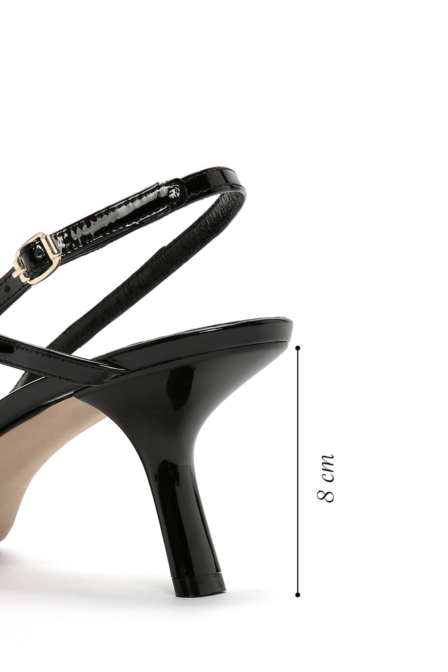 Women's Black Open Back Thin Heeled Patent Leather Stiletto
