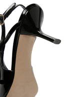 Women's Black Open Back Thin Heeled Patent Leather Stiletto | Derimod