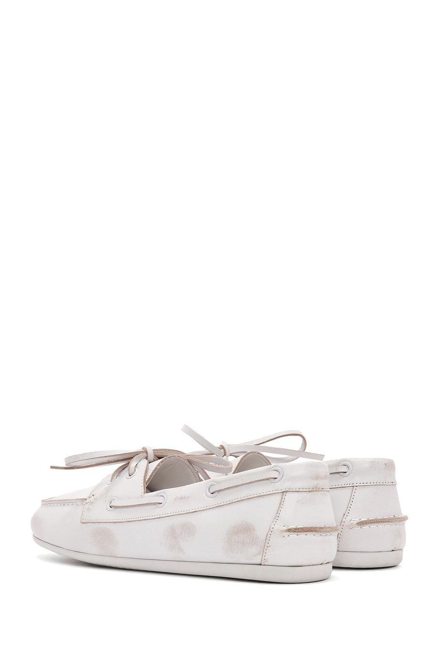 Women's White Leather Masculine Loafer