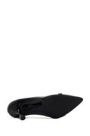 Women's Black Buckle Detailed Heeled Leather Stiletto | Derimod