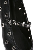 Women's Black Banded Leather Ballerinas | Derimod