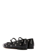 Women's Black Banded Leather Ballerinas | Derimod
