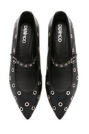 Women's Black Banded Leather Ballerinas | Derimod