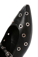 Women's Black Banded Leather Ballerinas | Derimod