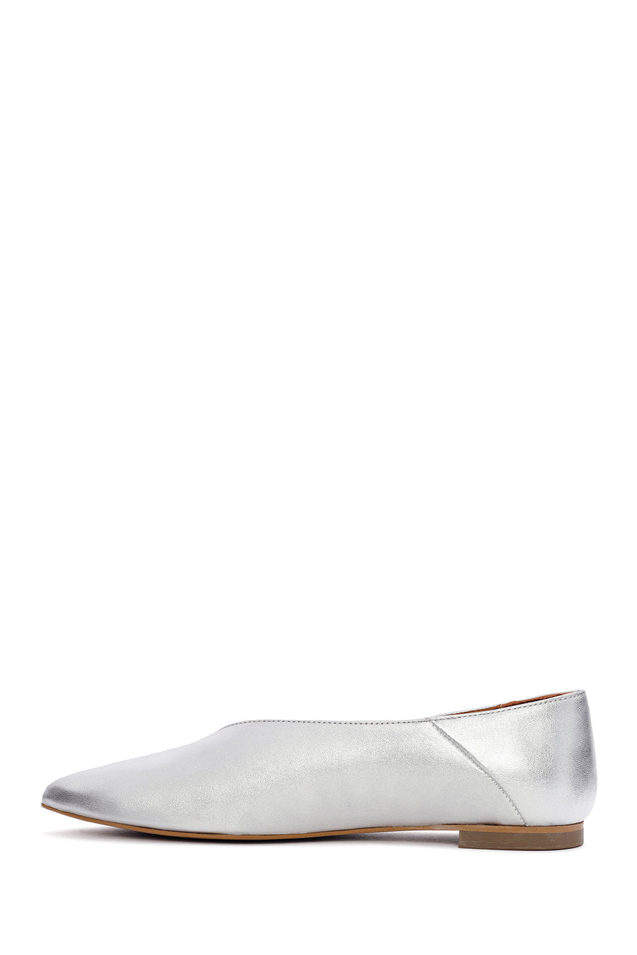 Women's Silver Metallic Leather Ballerinas