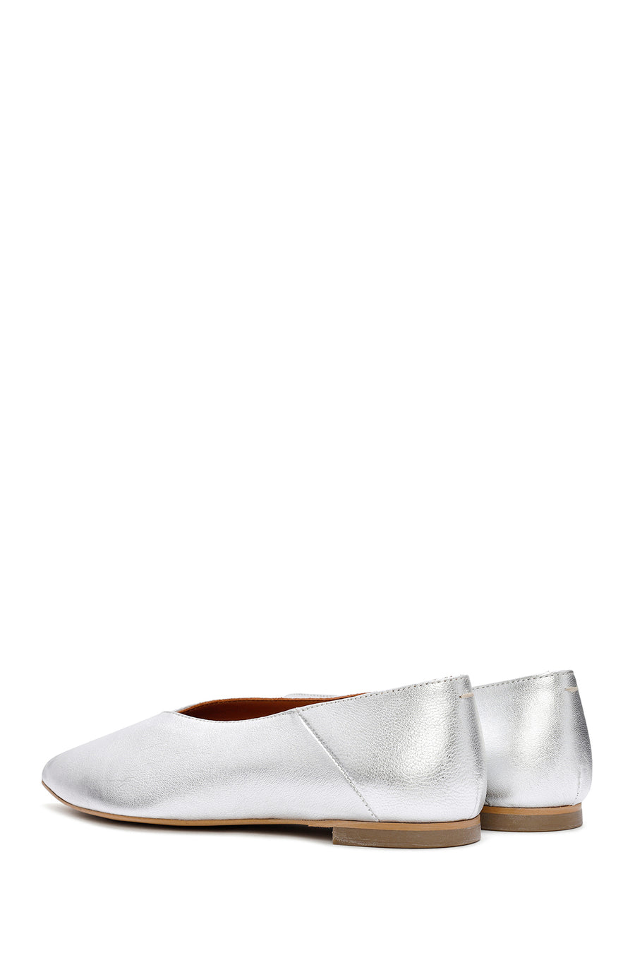 Women's Silver Metallic Leather Ballerinas