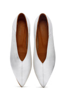 Women's Silver Metallic Leather Ballerinas | Derimod