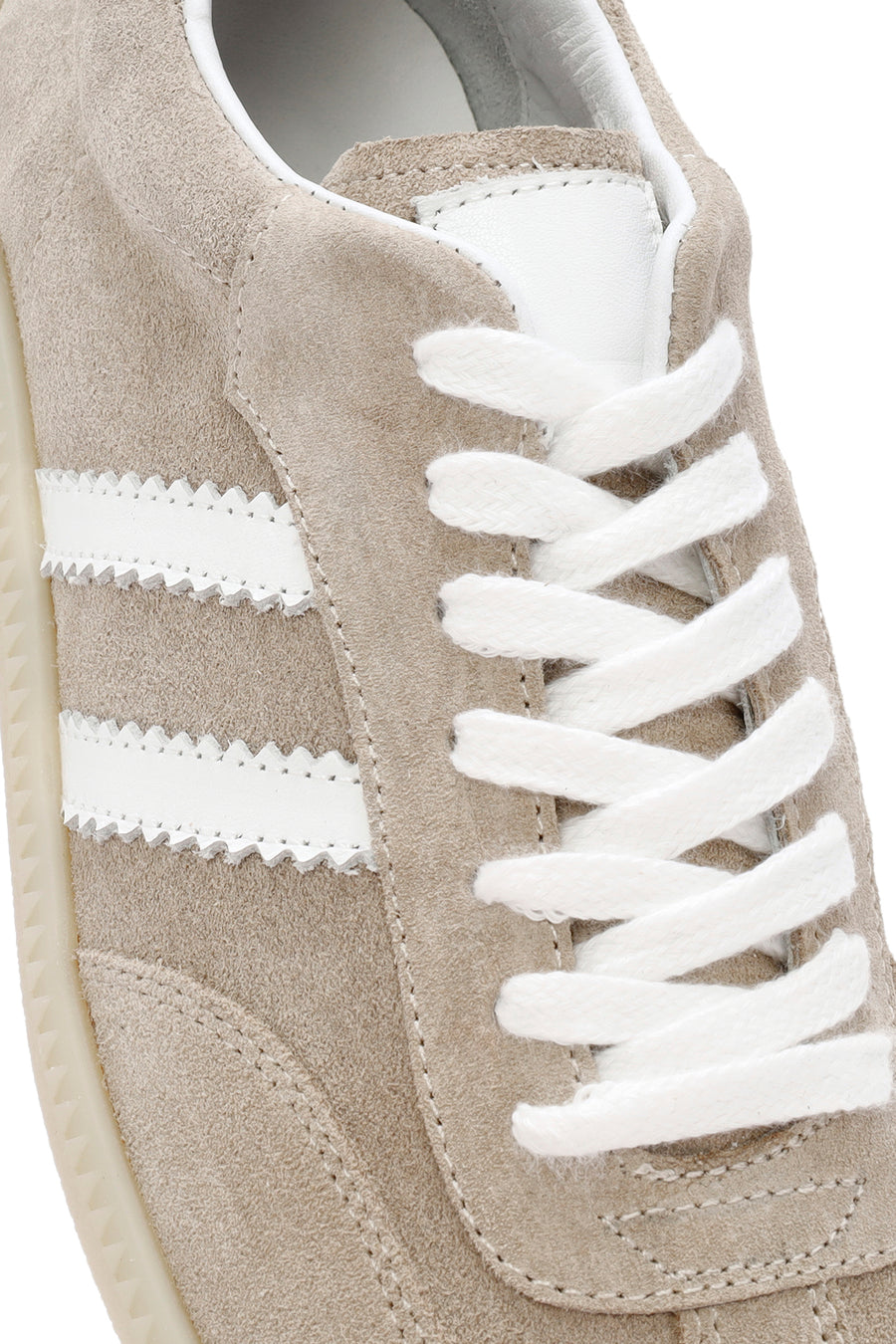 Women's Beige Lace-Up Suede Leather Sneaker