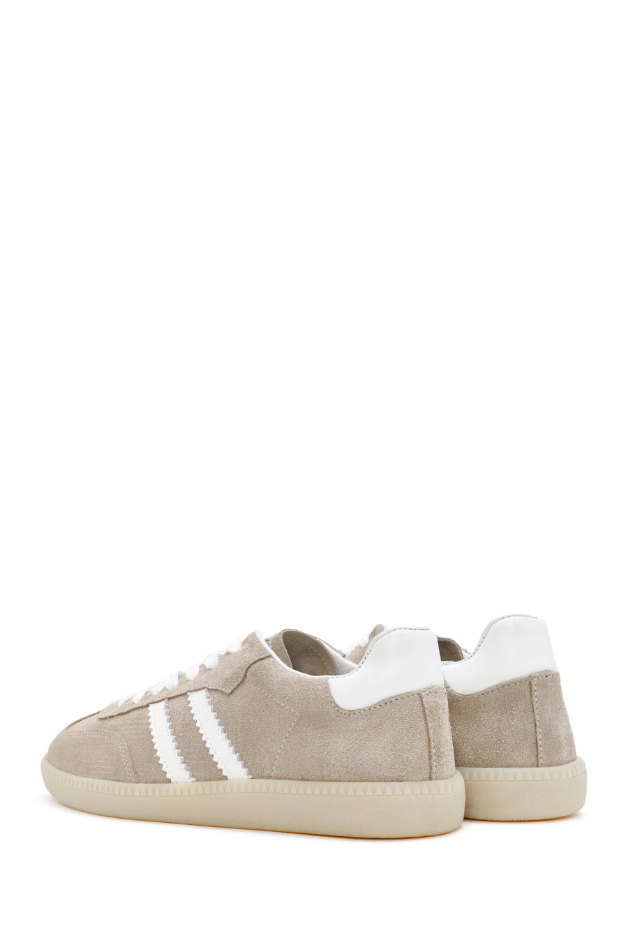 Women's Beige Lace-Up Suede Leather Sneaker
