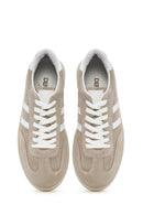 Women's Beige Lace-Up Suede Leather Sneaker | Derimod