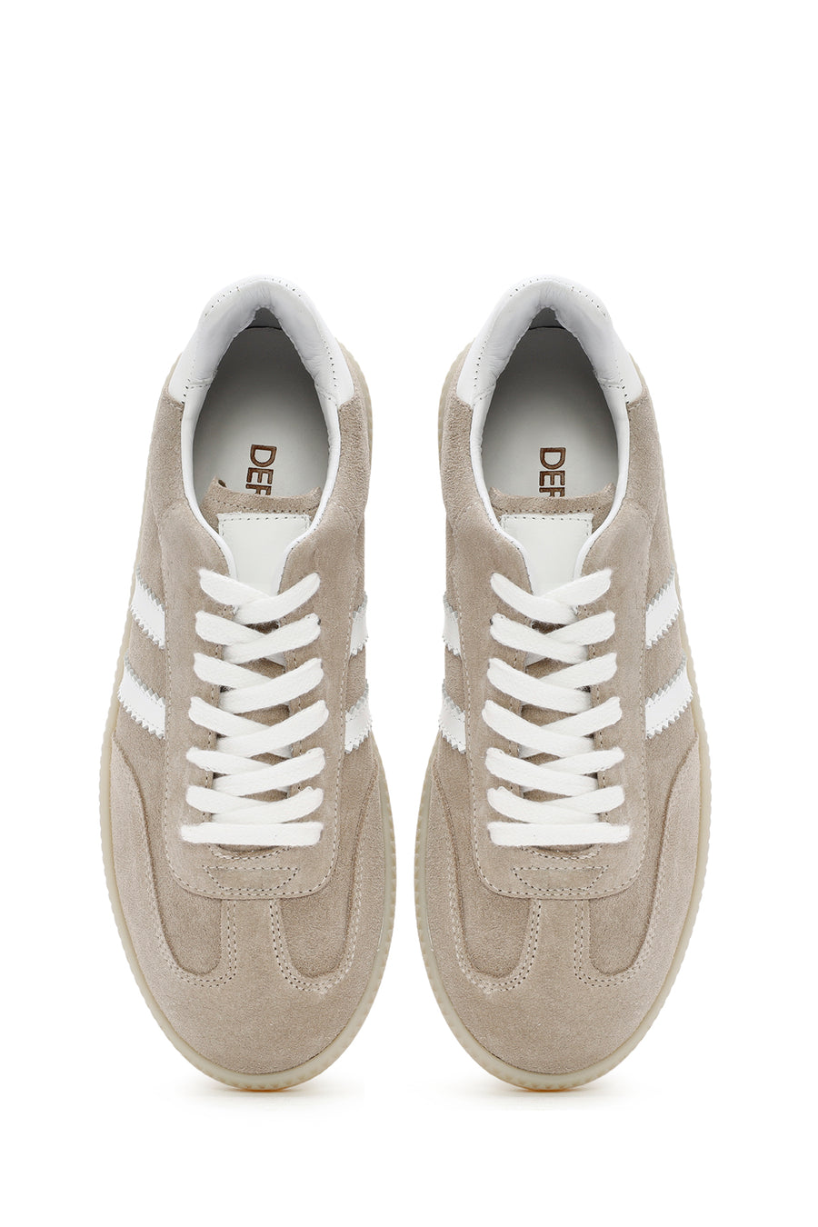 Women's Beige Lace-Up Suede Leather Sneaker