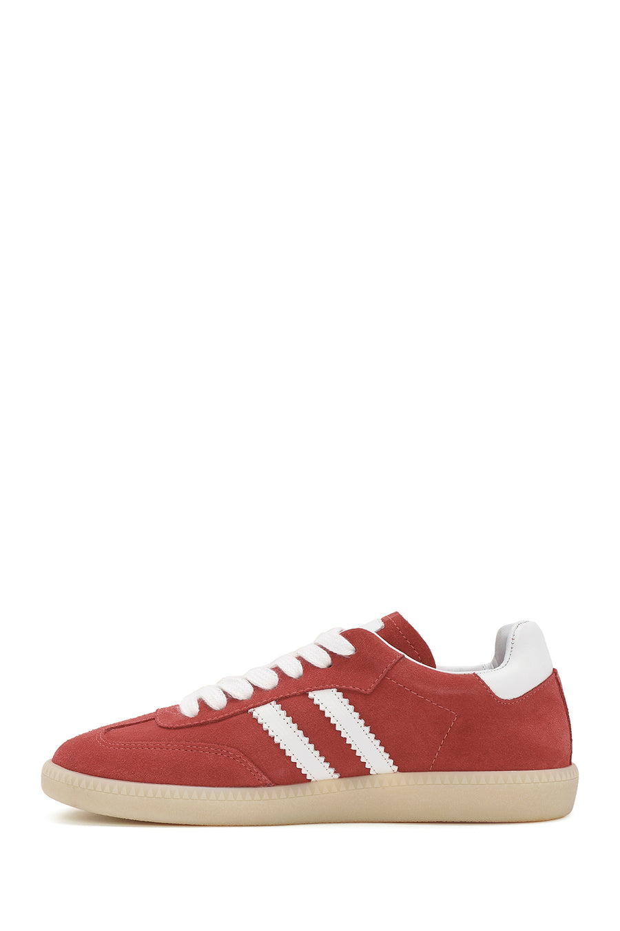 Women's Red Lace-Up Suede Leather Sneakers