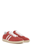 Women's Red Lace-Up Suede Leather Sneakers | Derimod