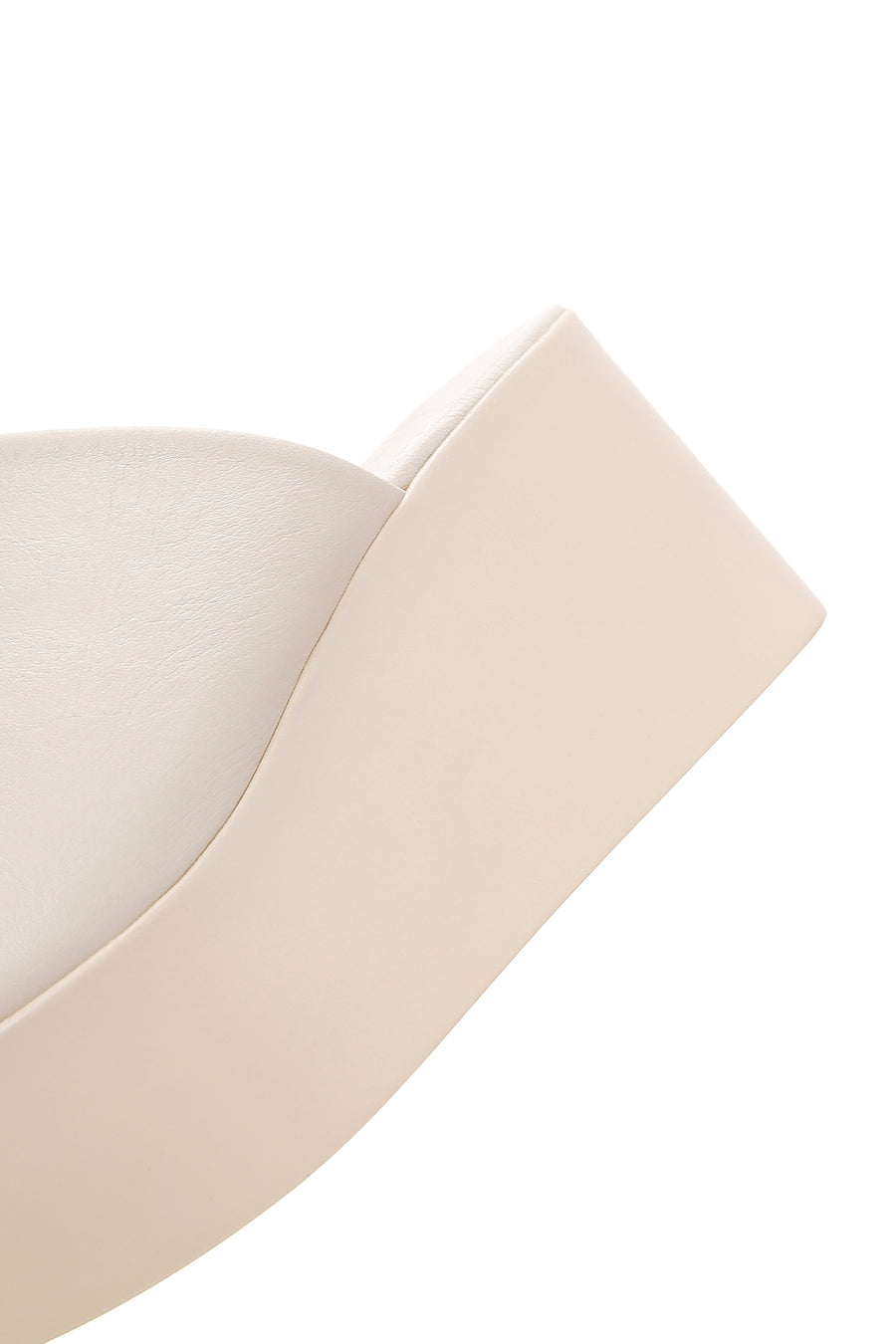 Women's Beige Wedge Heeled Leather Slippers