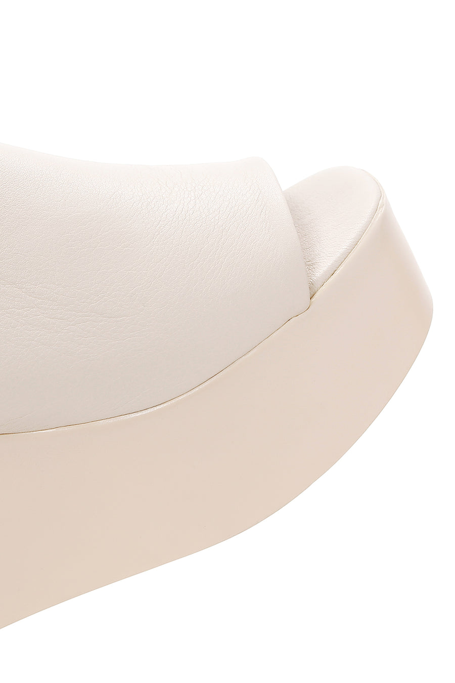 Women's Beige Wedge Heeled Leather Slippers