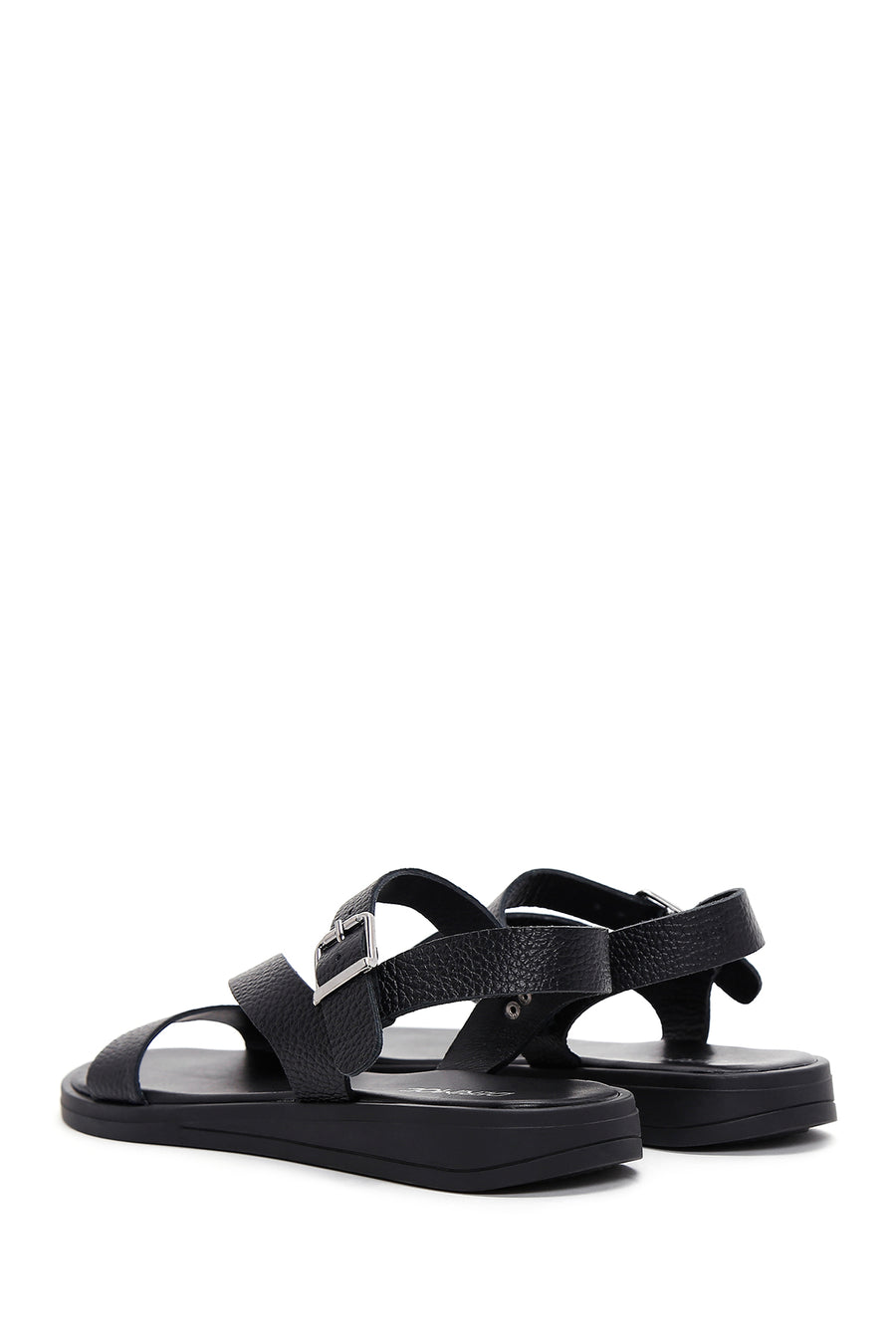 Women's Black Ankle Strap Leather Sandals