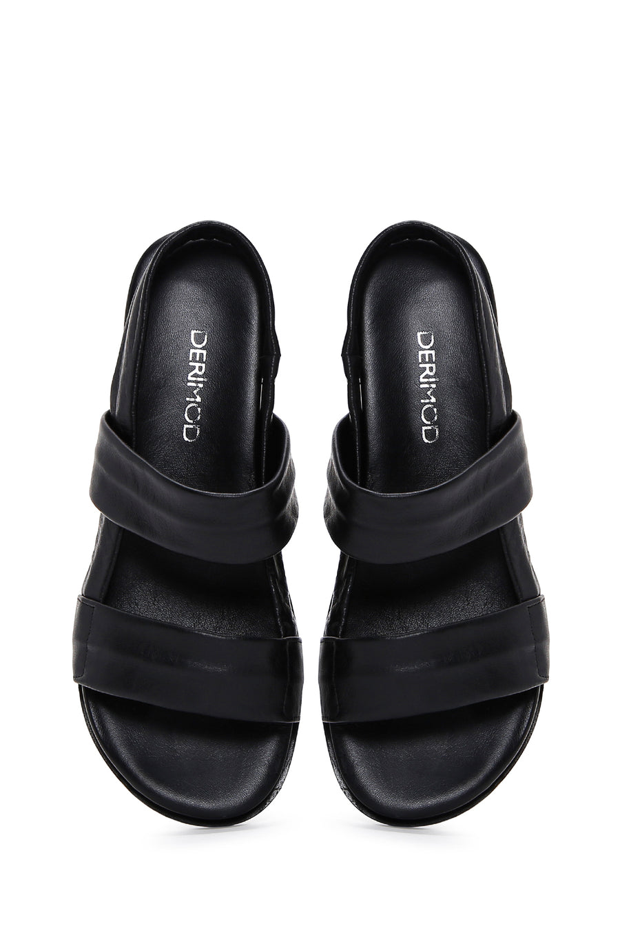 Kadın Siyah Deri Comfort Sandalet