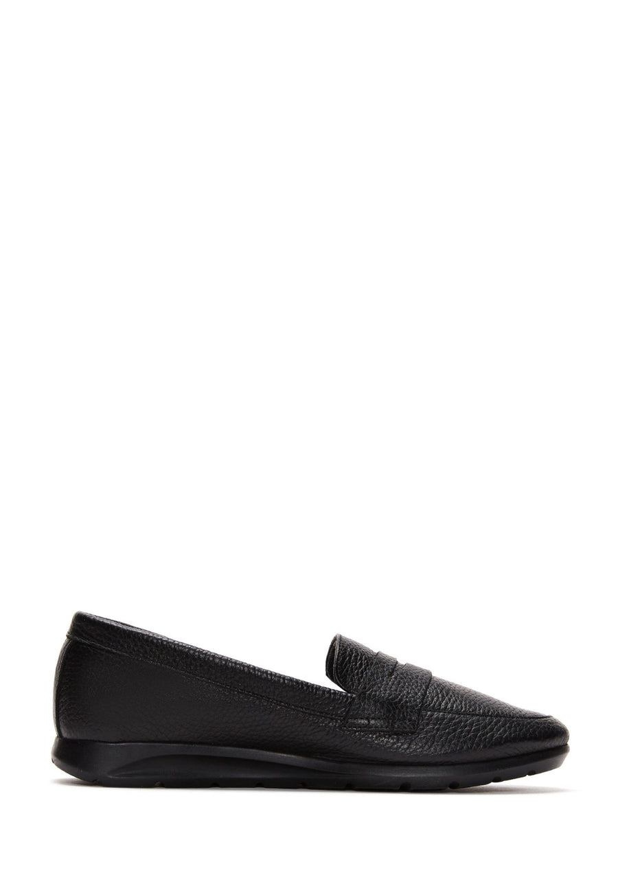Women's Black Leather Comfort Loafer 24SFD1511FT | Derimod