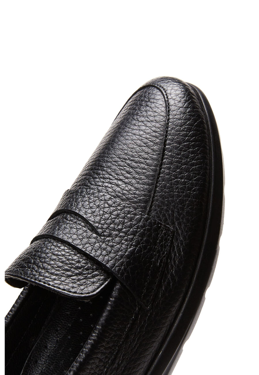 Women's Black Leather Comfort Loafer