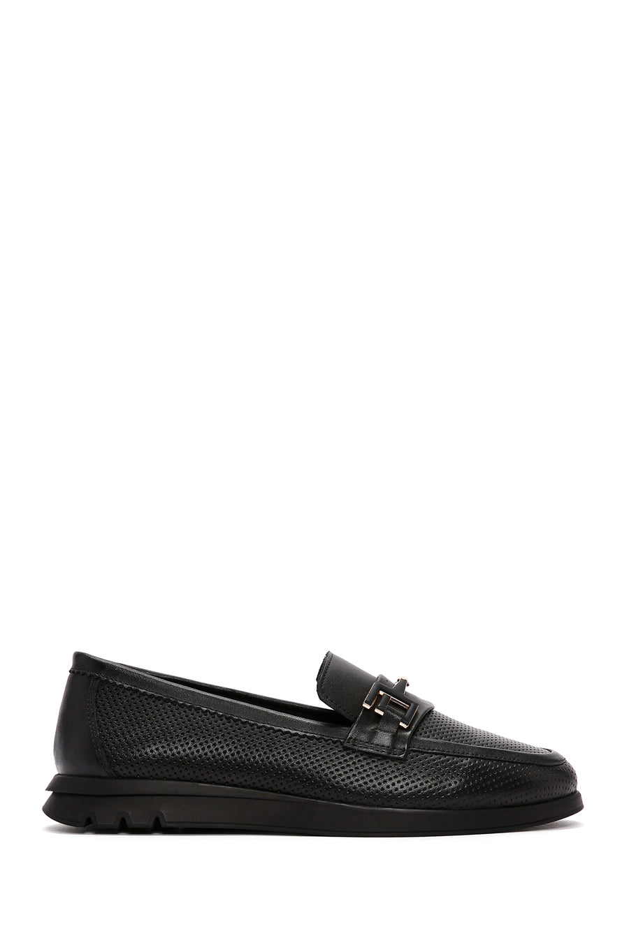 Kadın Siyah Toka Detaylı Deri Comfort Loafer 24SFD152518 | Derimod