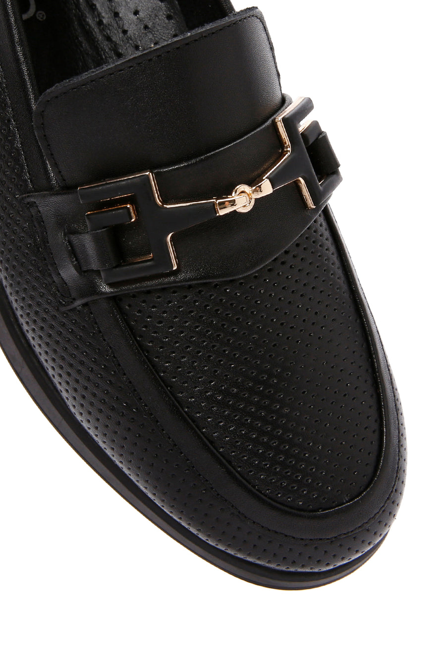 Kadın Siyah Toka Detaylı Deri Comfort Loafer
