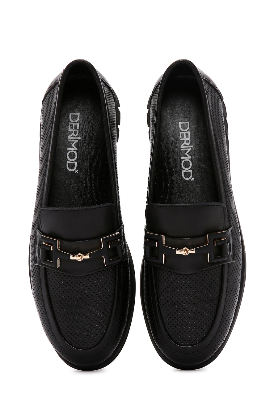 Kadın Siyah Toka Detaylı Deri Comfort Loafer