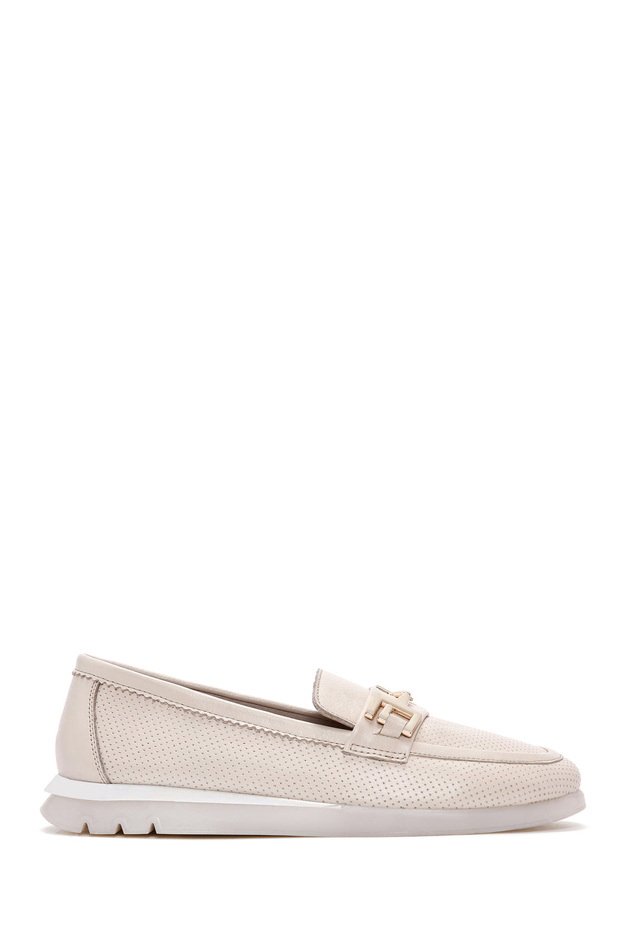 Kadın Krem Toka Detaylı Deri Comfort Loafer 24SFD152518 | Derimod