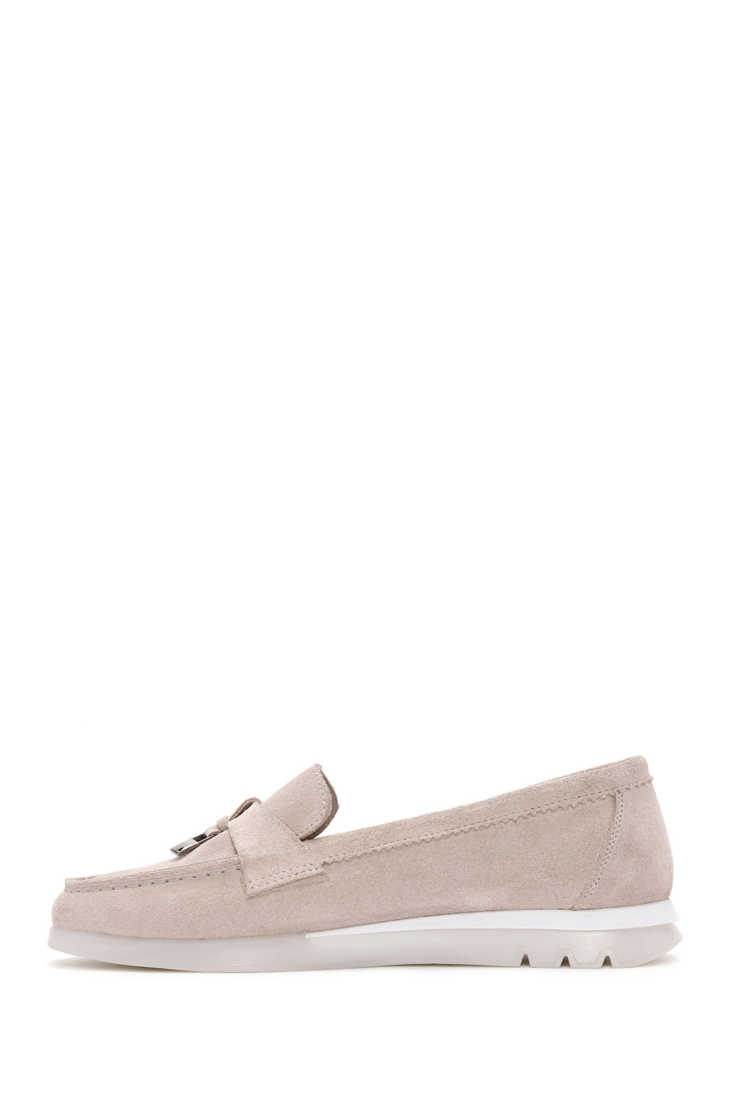 Kadın Bej Süet Deri Comfort Loafer