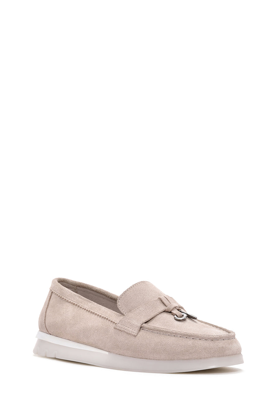 Kadın Bej Süet Deri Comfort Loafer