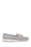 Women's Gray Suede Leather Comfort Loafer | Derimod