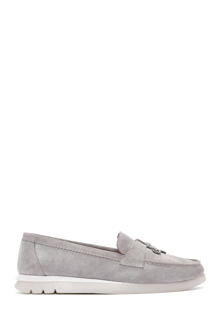 Women's Gray Suede Leather Comfort Loafer 24SFD152610 | Derimod